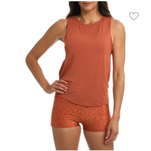 Citrus Tops - Citrus Lounge Around Jersey Tie Back Tank Top Clay Orange Size Small